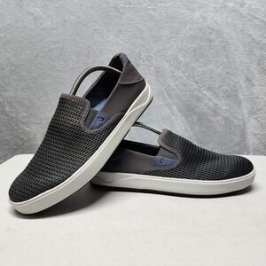 Olukai Shoes Mens 10.5 Slip On Loafer Comfort Laeahi Drop In Heel Gray
